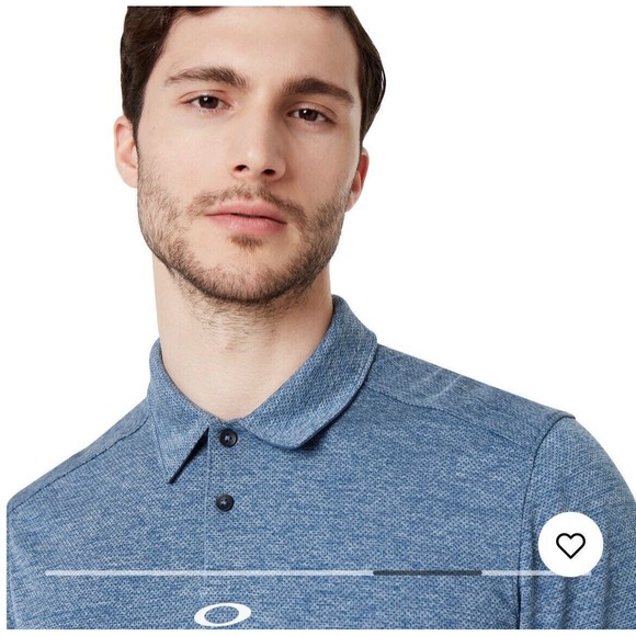 Oakley Polo Shirt Mens Size XL Ensign Blue Light Heather Golf Shirt - Picture 9 of 12